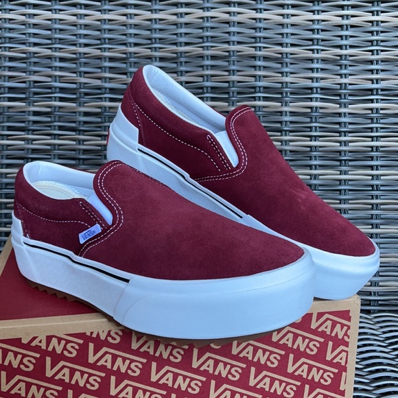 Vans Classic Slip-On Stacked Platform Suede Pomegranate/True White WMNS - Picture 5 of 16